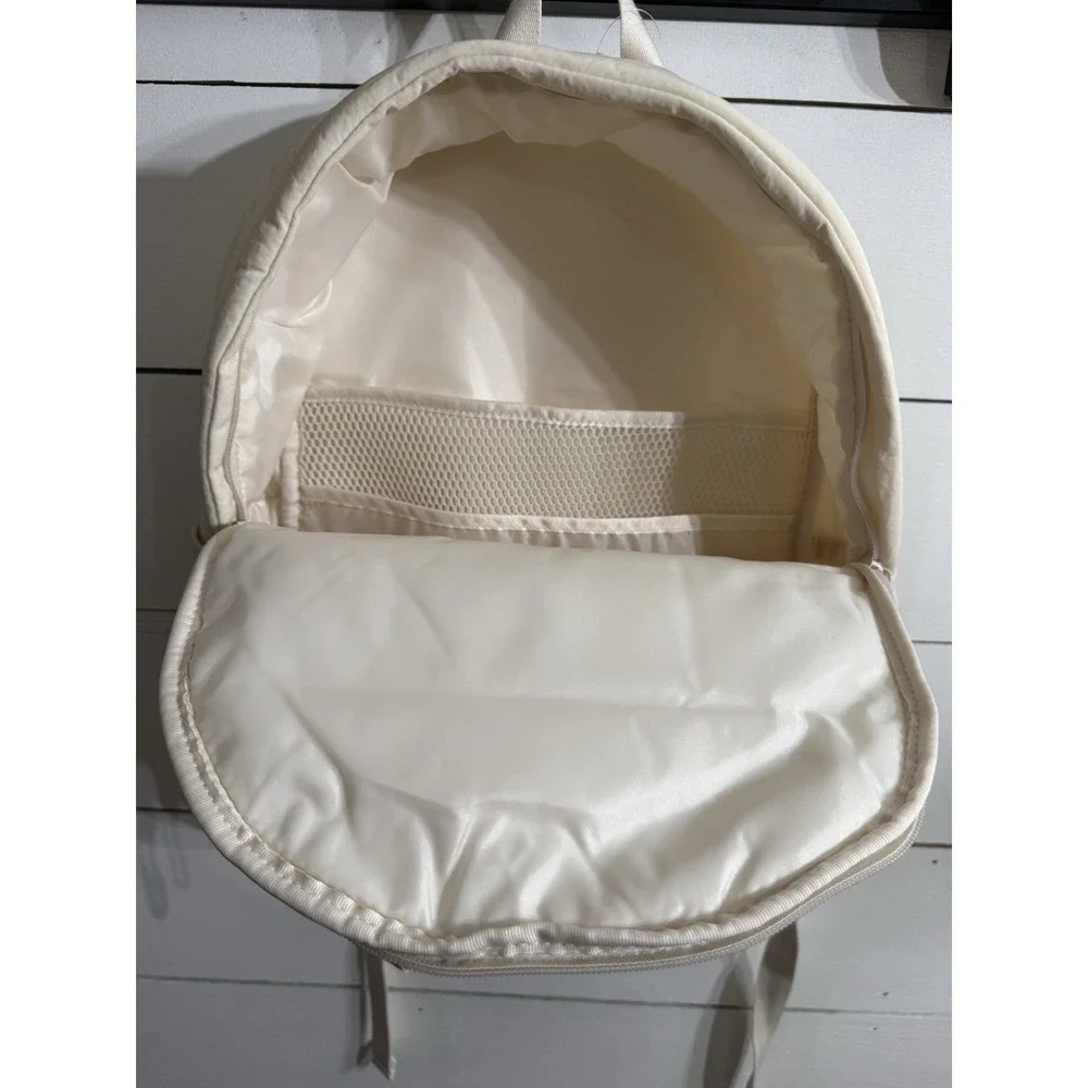 Victoria's Secret PINK Backpack Quilted Puffer Solid Ivory Beige NWT Laptop‎